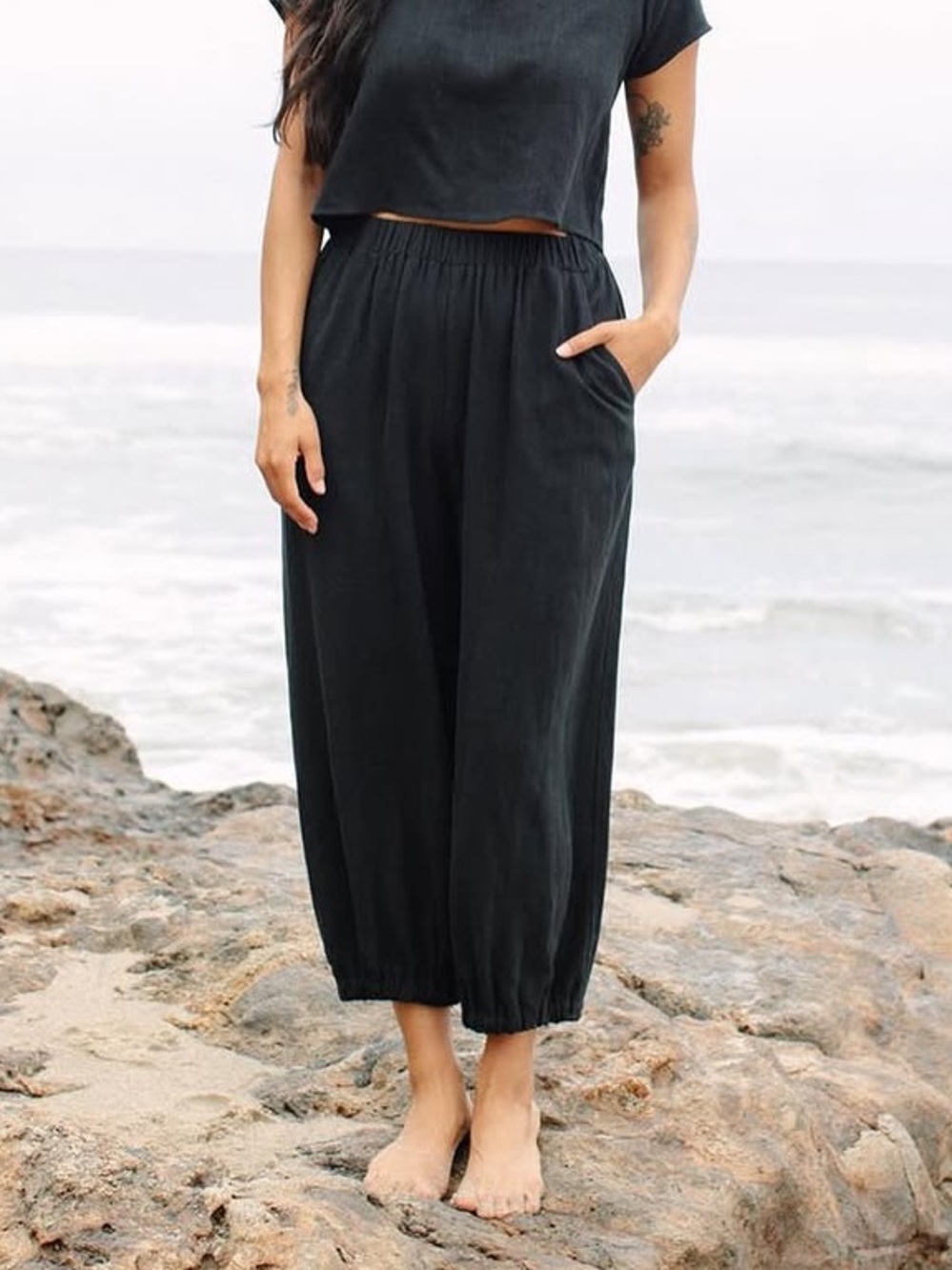 Rachel Pally linen Tatum pants in black